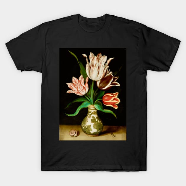 Four Tulips in a Vase Still Life Painting by Ambrosius Bosschaert the Elder T-Shirt by bragova